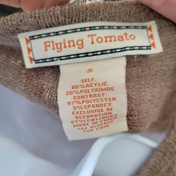 Flying Tomato Women's Small Taupe Brown Draped Front Cardigan Long Sleeve Aztec - Picture 5 of 5